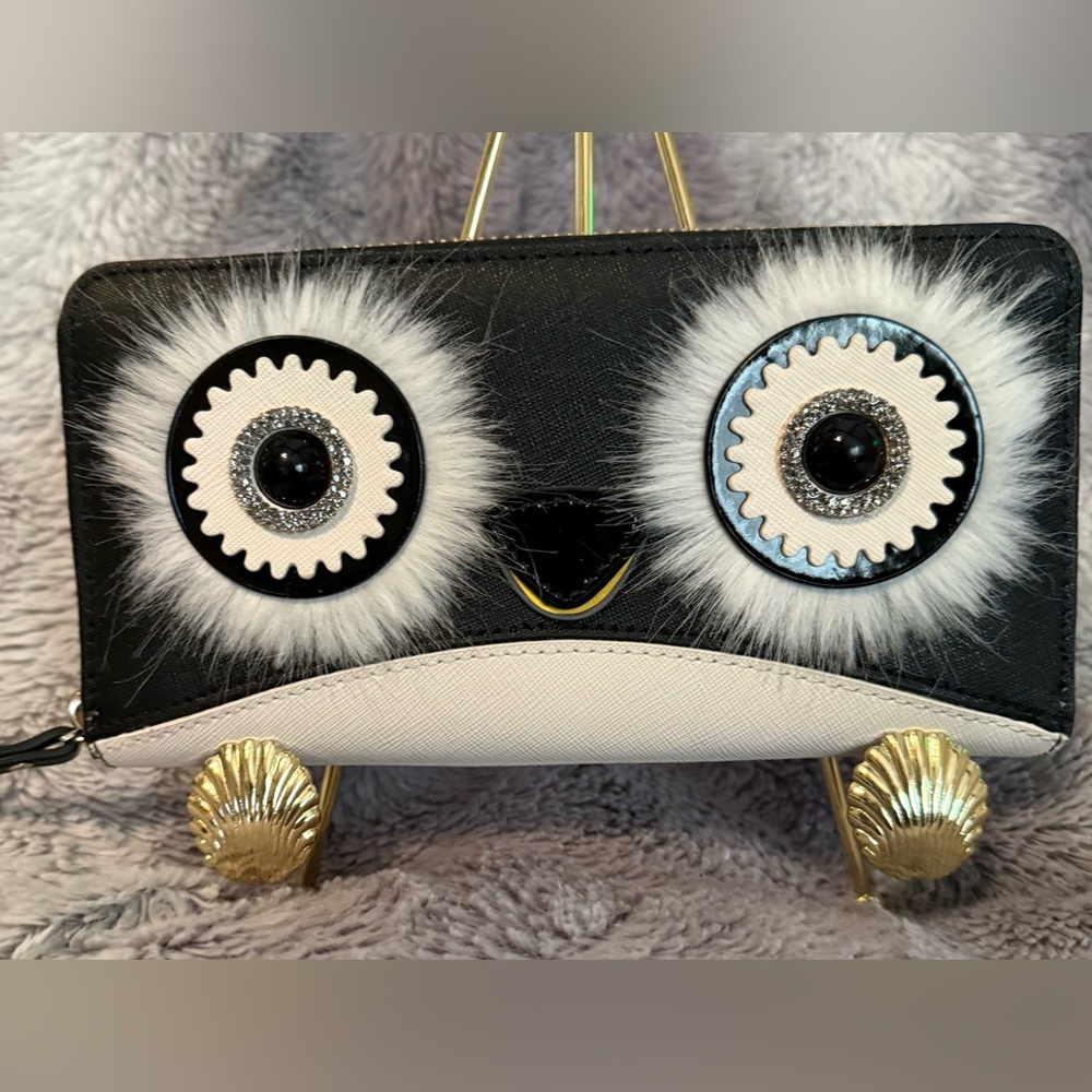 Kate Spade Black and White Owl Wallet Novelty